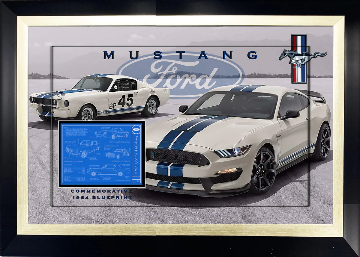 Ford Mustang Laser Engraved Signature Framed Artwork - Latitude Sports Marketing