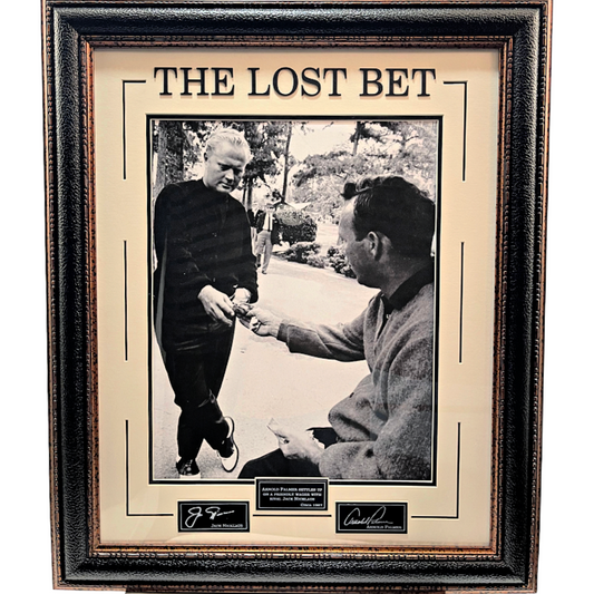 Arnold Palmer and Jack Nicklaus "The Bet" Framed 16x20 Photo with Laser Signatures - Latitude Sports Marketing