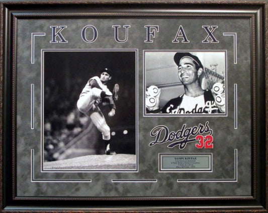 Sandy Koufax Photo with Laser Signatures Framed Collage, Deluxe Frame - Latitude Sports Marketing