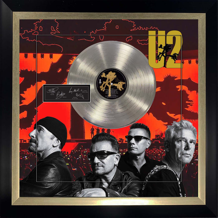 U2 Laser Engraved Signature Framed Artwork - Latitude Sports Marketing