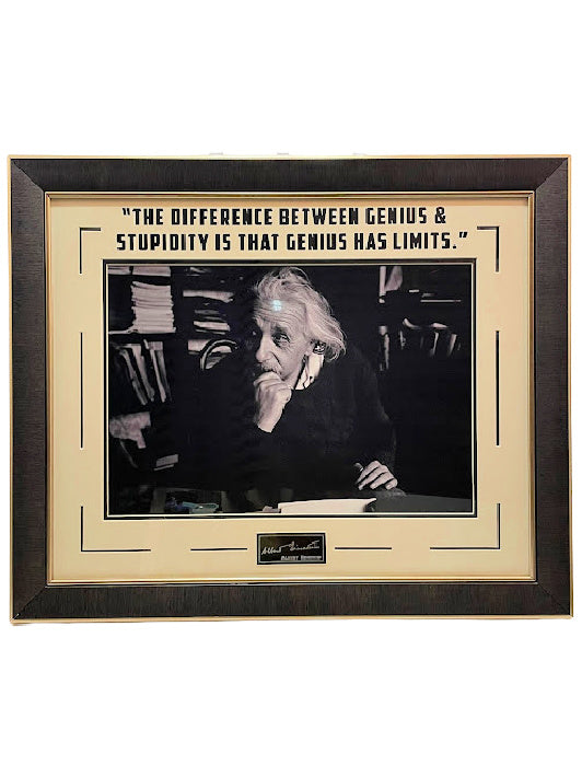 Albert Einstein 13x19 Deluxe Framed Photo w/ Laser Signature and Quote